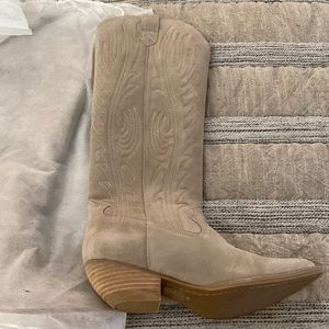 Jeffrey Campbell Calvera knee high beige suede boots. Worn once. Original box.